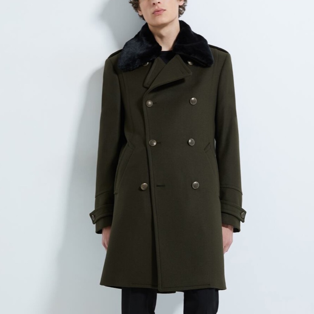 ZARA COAT WITH CONTRAST COLLAR - Picture 2 of 10